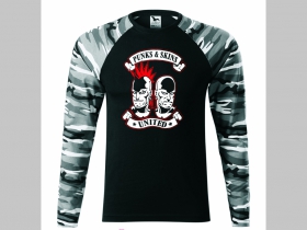 Punks and Skins United pánske tričko (nie mikina!!) s dlhými rukávmi vo farbe " metro " čiernobiely maskáč gramáž 160 g/m2 materiál 100%bavlna
